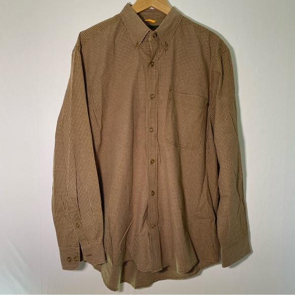 Timberland Men's Button down Shirt Large Cotton Brown‎ Classic Checkered Pattern - Picture 1 of 12